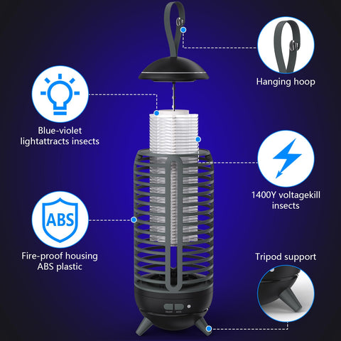 JUSENWDSL 2-in-1 lamp and bug zapper demonstrating dual lighting and pest control.