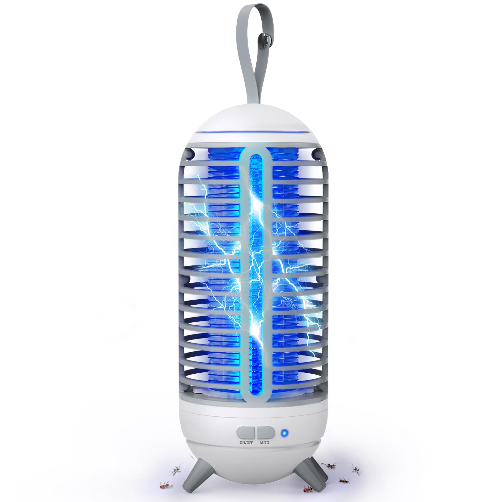 JUSENWDSL bug zapper outdoor front view reducing mosquitoes on the patio at night.