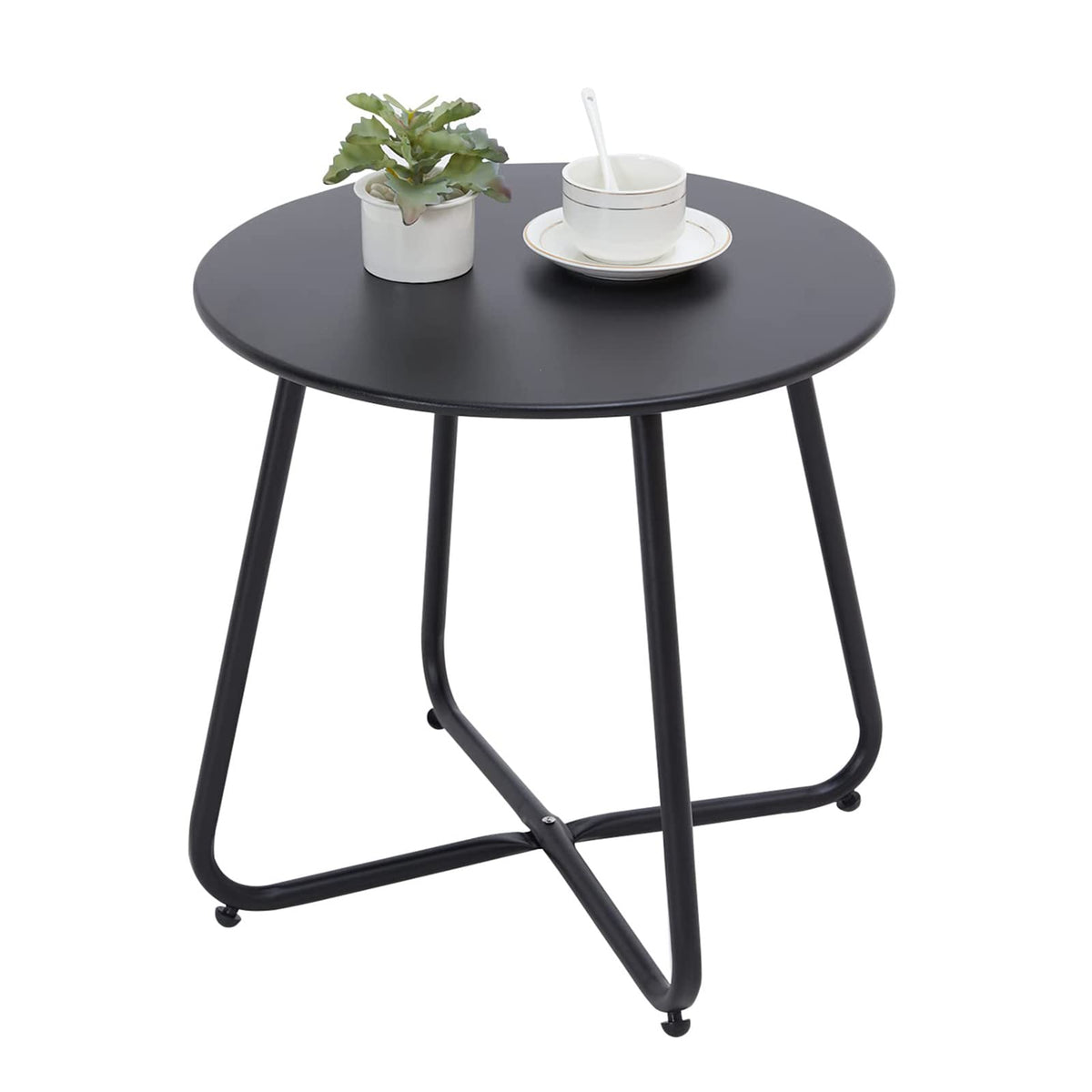 juserox outdoor round side table shows sturdy 50lb capacity for patio use