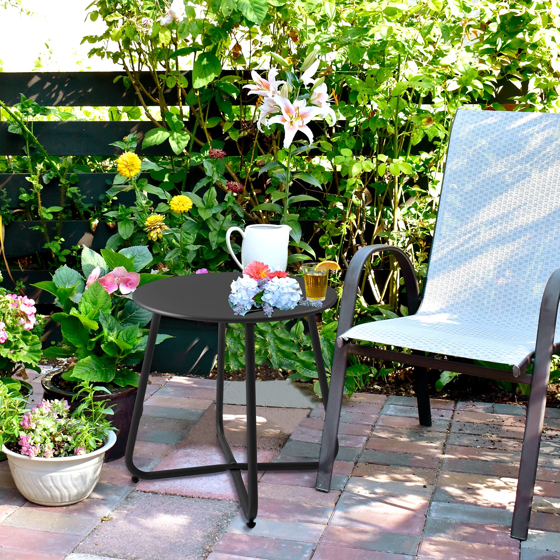 juserox weatherproof round end table with UV protection for outdoors