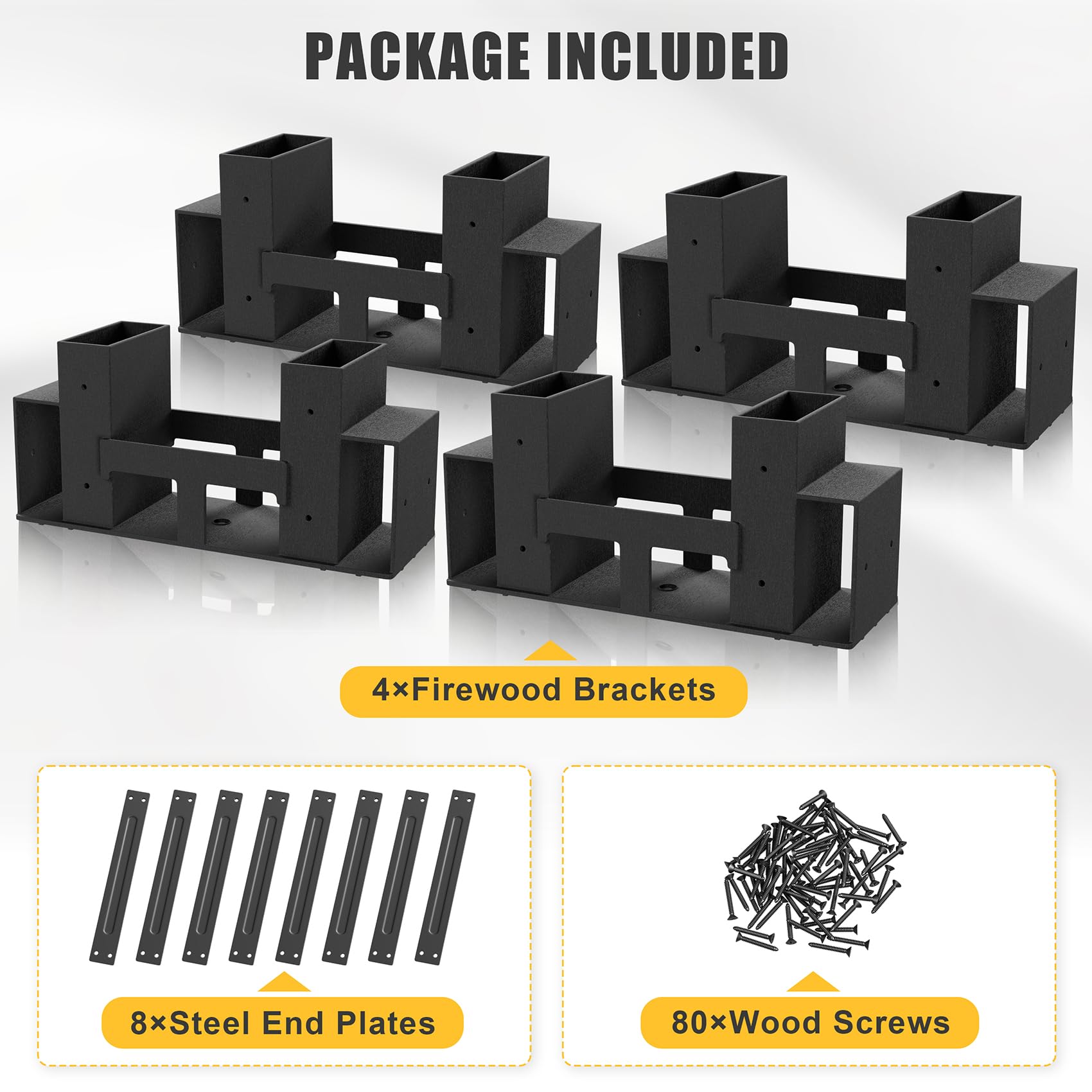 Jusgym firewood rack with eight support bars showcases heavy-duty durability