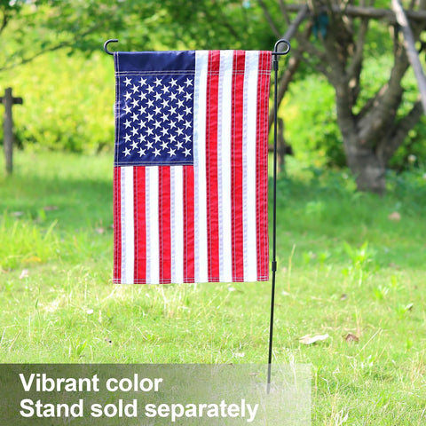 JUSHEN American flag garden flag showing sewn stripes for long-lasting beauty.