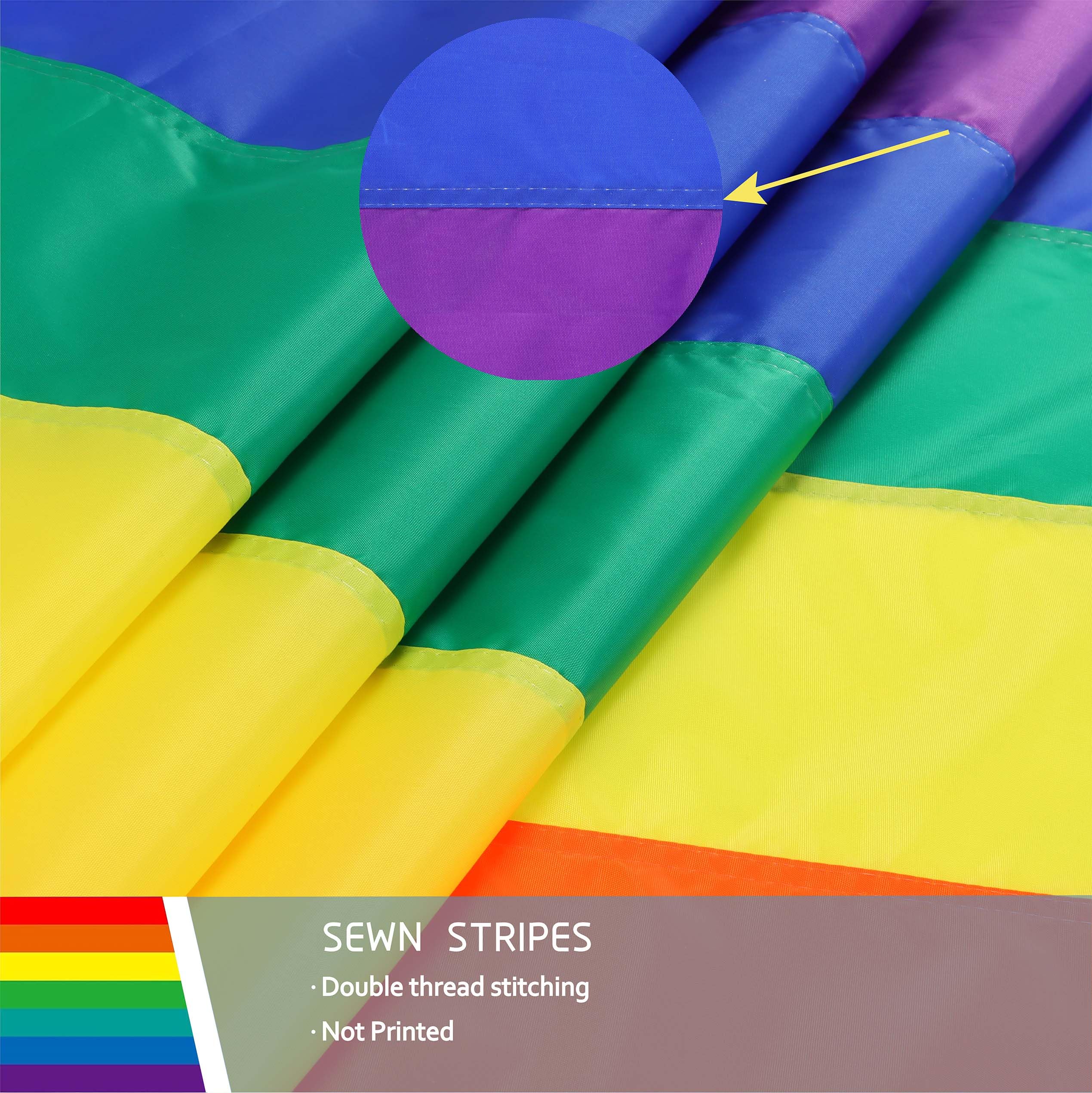 JUSHEN Pride flag 210D nylon offers rugged weather resistance for outdoors
