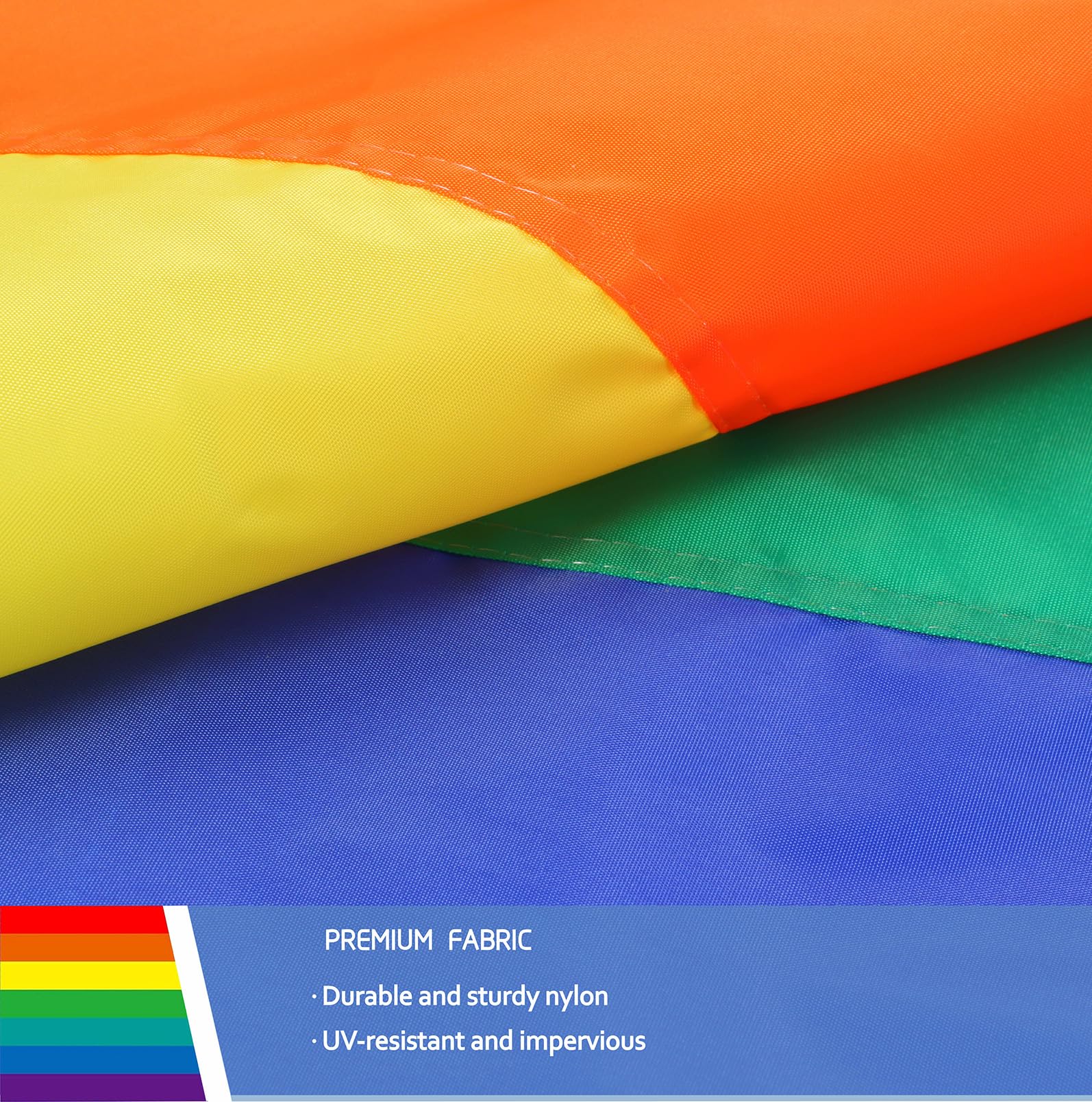 JUSHEN Pride flag sewn stripes emphasize durability for long lasting outdoor use