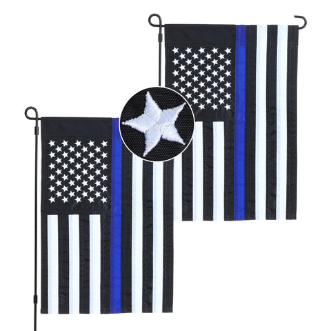 JUSHEN thin blue line flag front view shows vivid outdoor colors