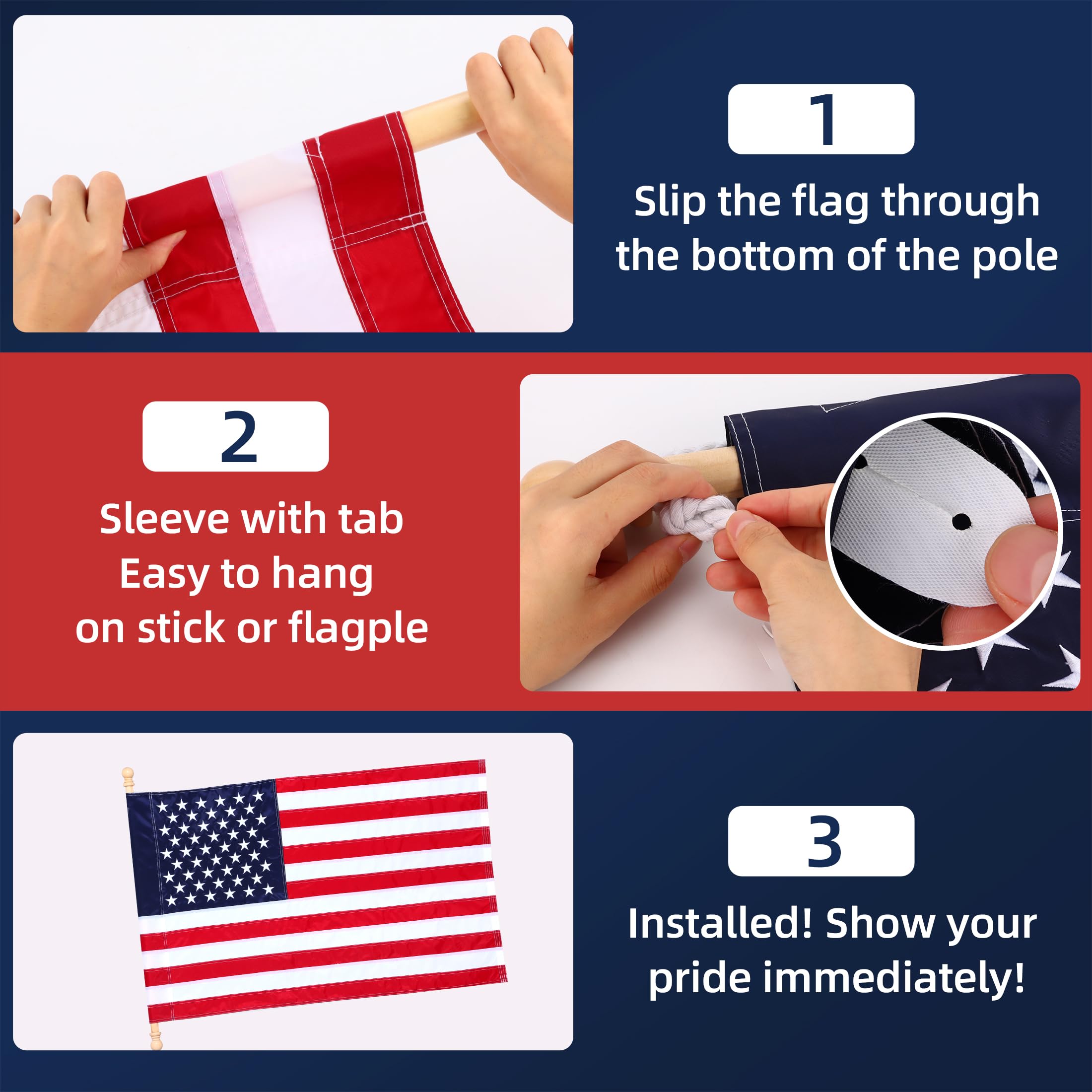 JUSHEN flag featuring UV-resistant coating to keep colors bright in sunlight