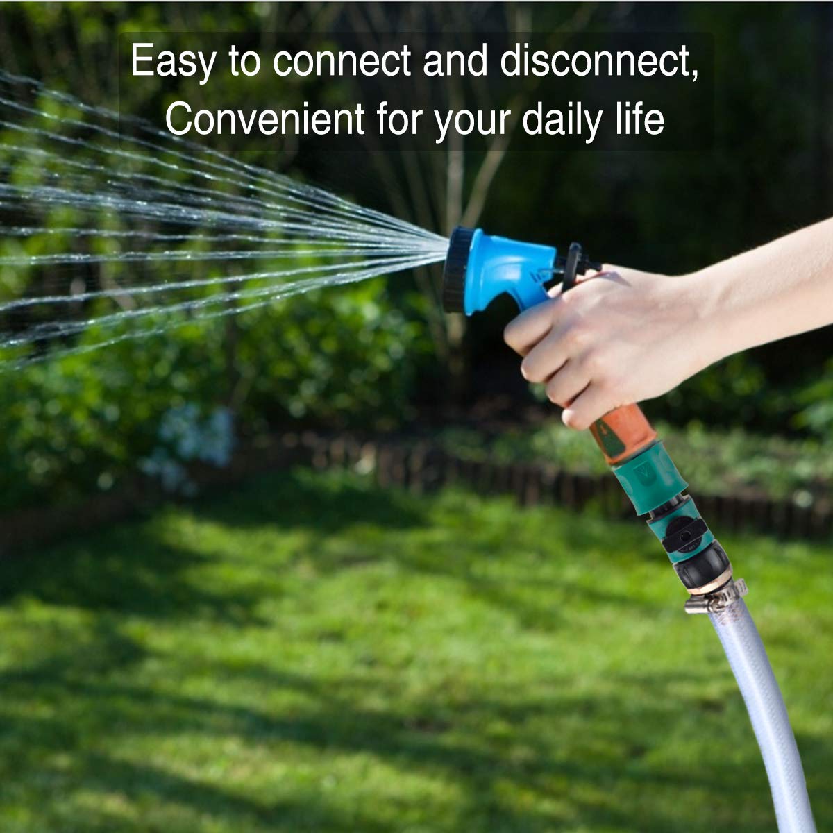 JUSONEY end-of-hose water control reduces trips to the faucet.
