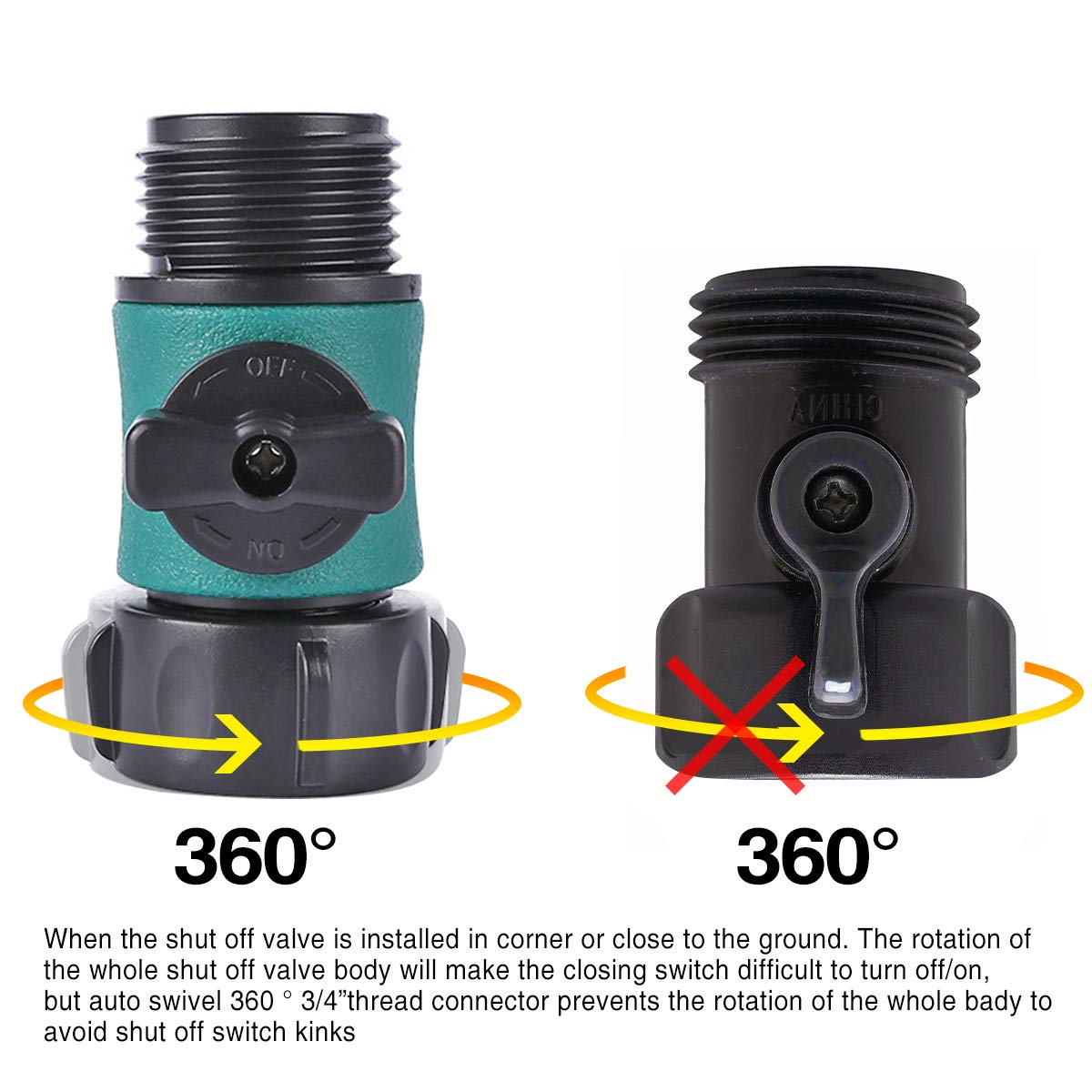 JUSONEY garden hose connector set for easy water flow between hoses.