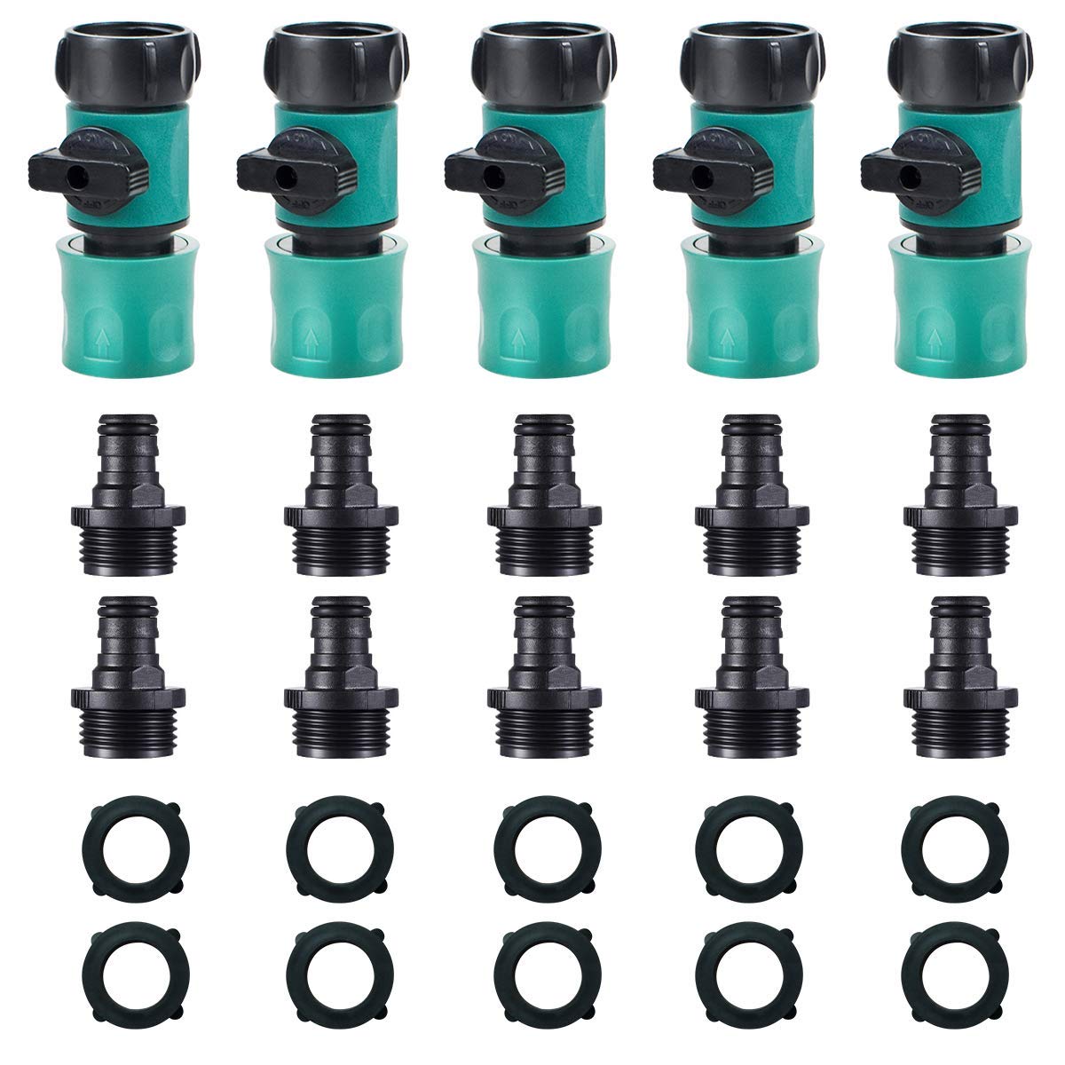 JUSONEY hose shut-off valve kit for precise water control during garden tasks.