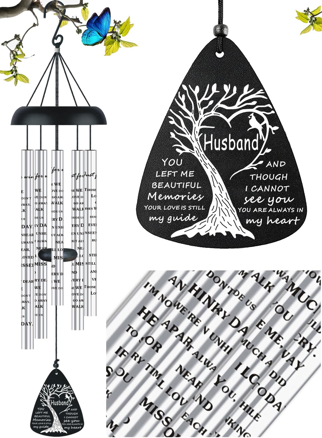 Just For Wind sympathy memorial wind chimes outdoors create soothing reflective ambience.