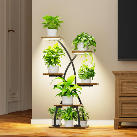 Justogo 6-tier corner shelf displays a variety of plants efficiently