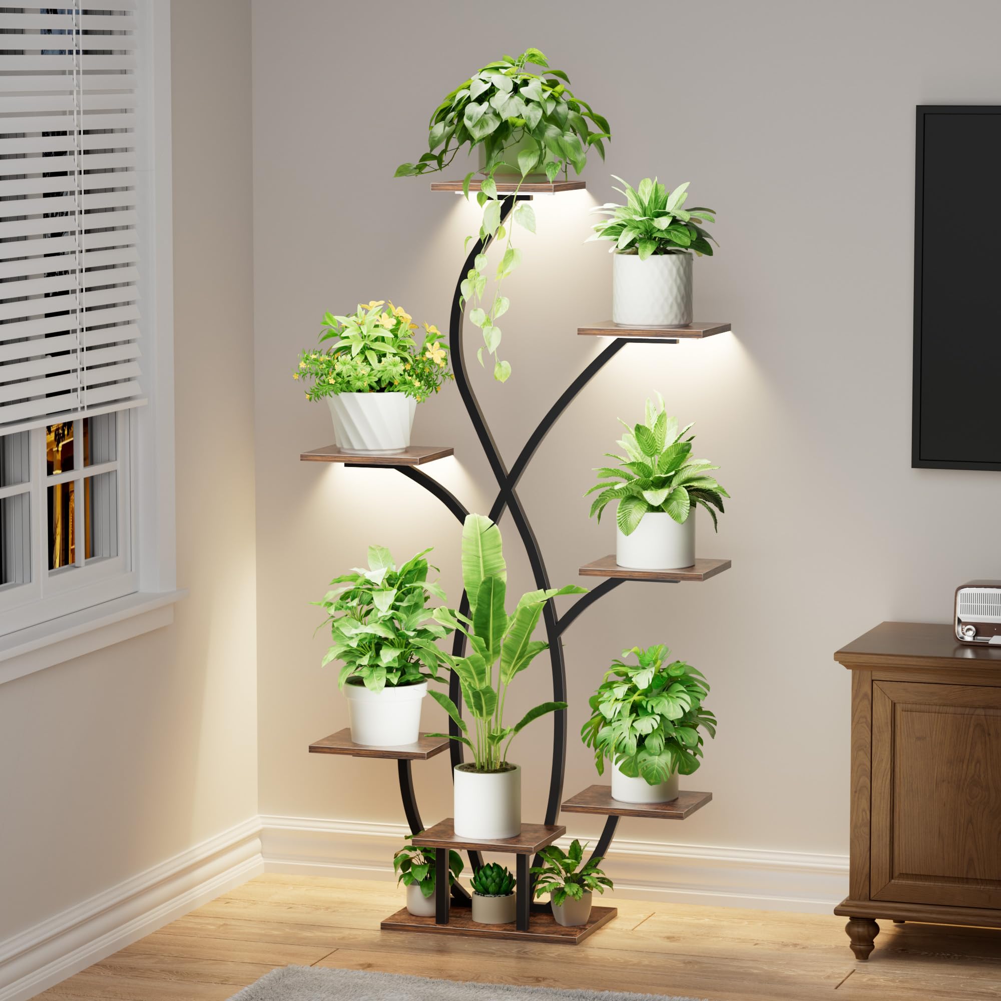 JUSTOGO grow lights provide gentle illumination for plant care in evenings.
