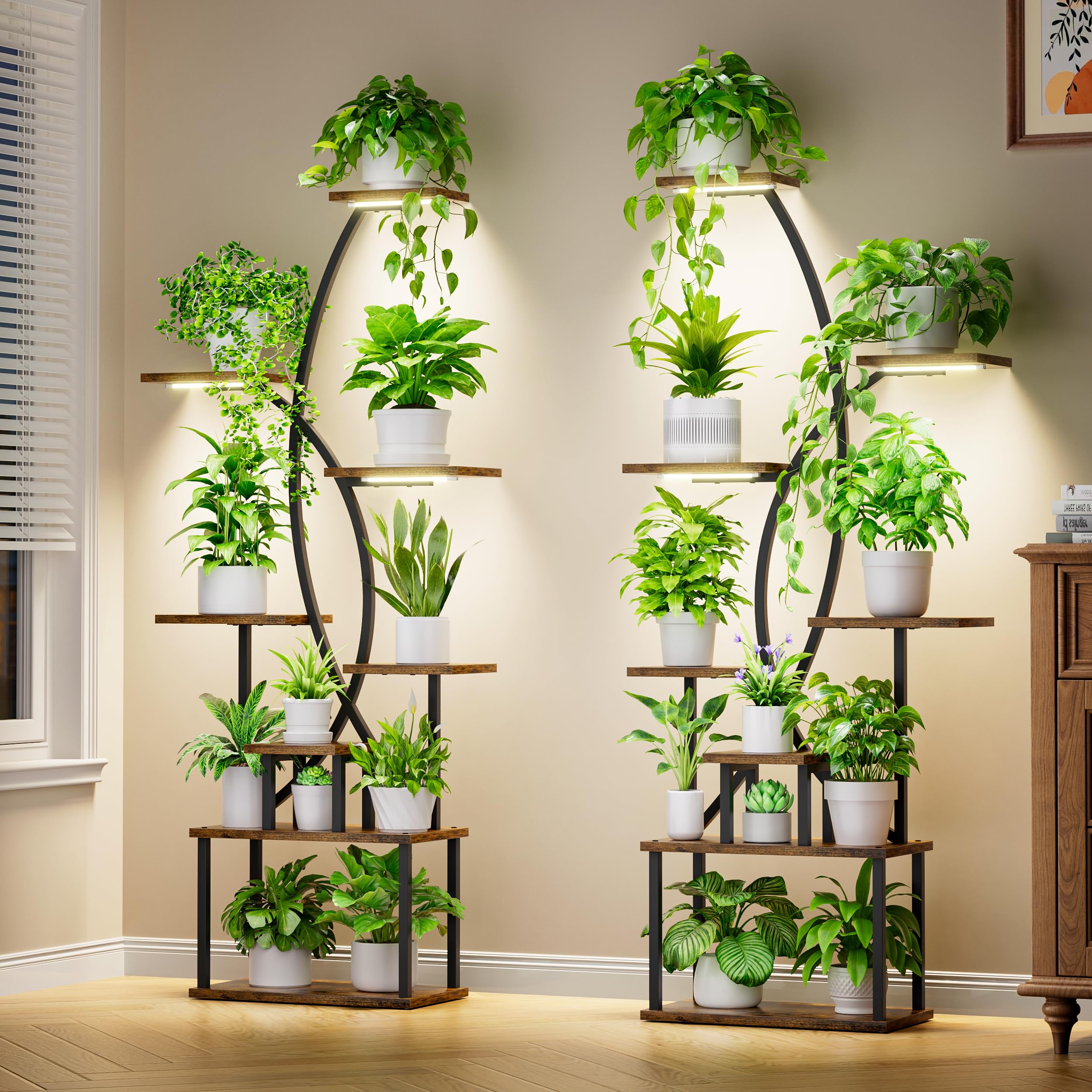 JUSTOGO plant stand assembly diagram shows sturdy 8-tier construction