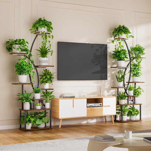 JUSTOGO curved-half-moon-design delivers elegant display for indoor plants
