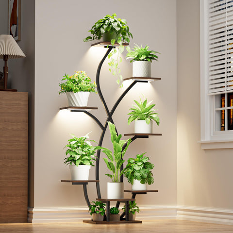 JUSTOGO plant stand with grow light brightens indoor corners for thriving greens.