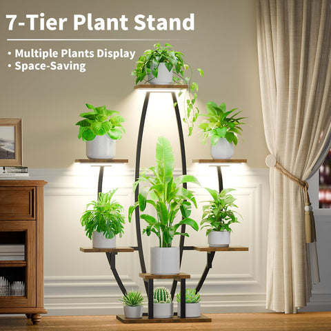 JUSTOGO Plant Stand with grow lights top view highlighting light layout and coverage