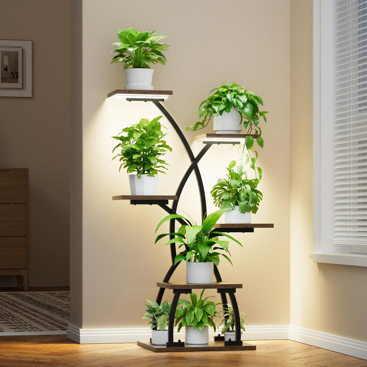 Justogo plant stand with grow lights enhances indoor plant growth and space efficiency
