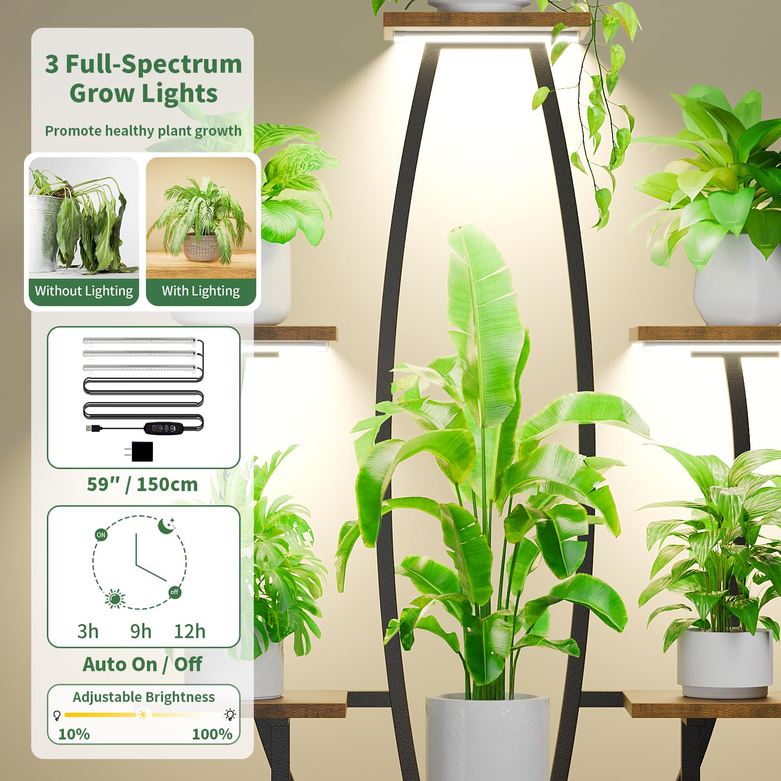 JUSTOGO Plant Stand metal frame close-up sturdy 0.85mm iron pipes