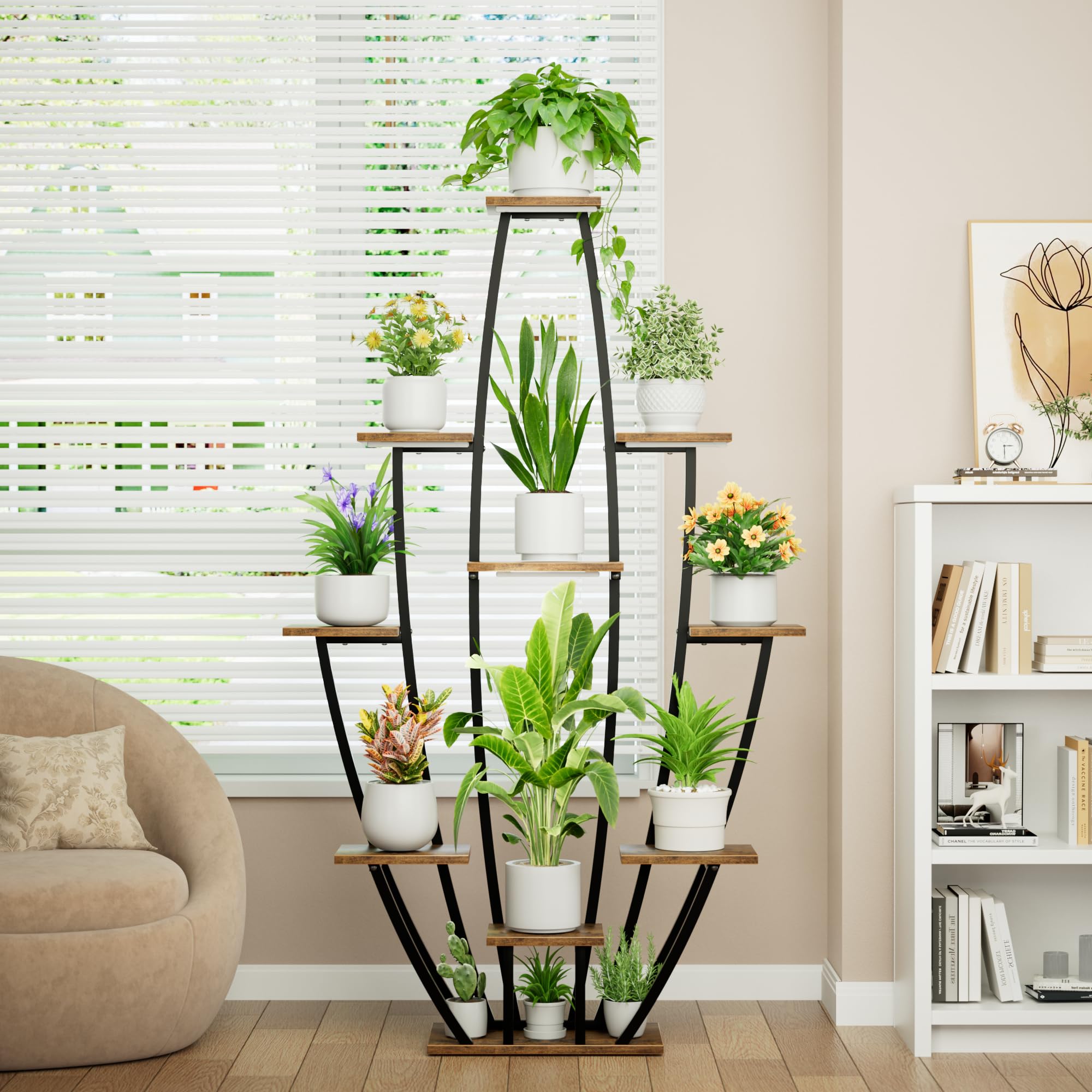JUSTOGO plant stand sturdy metal frame designed for heavy pots.