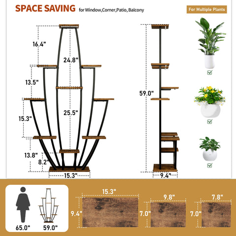 JUSTOGO plant stand features waterproof particleboard shelves.