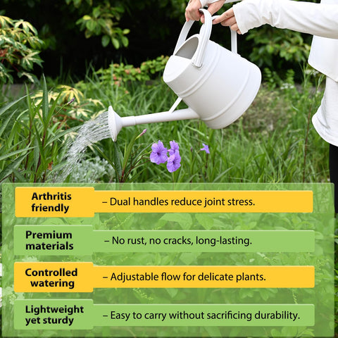 JUSUFU 1-gallon capacity ideal for watering multiple plants between refills.
