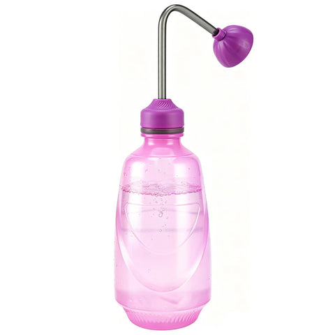 JUSUFU watering can for seedlings shows 0.45L capacity in purple.