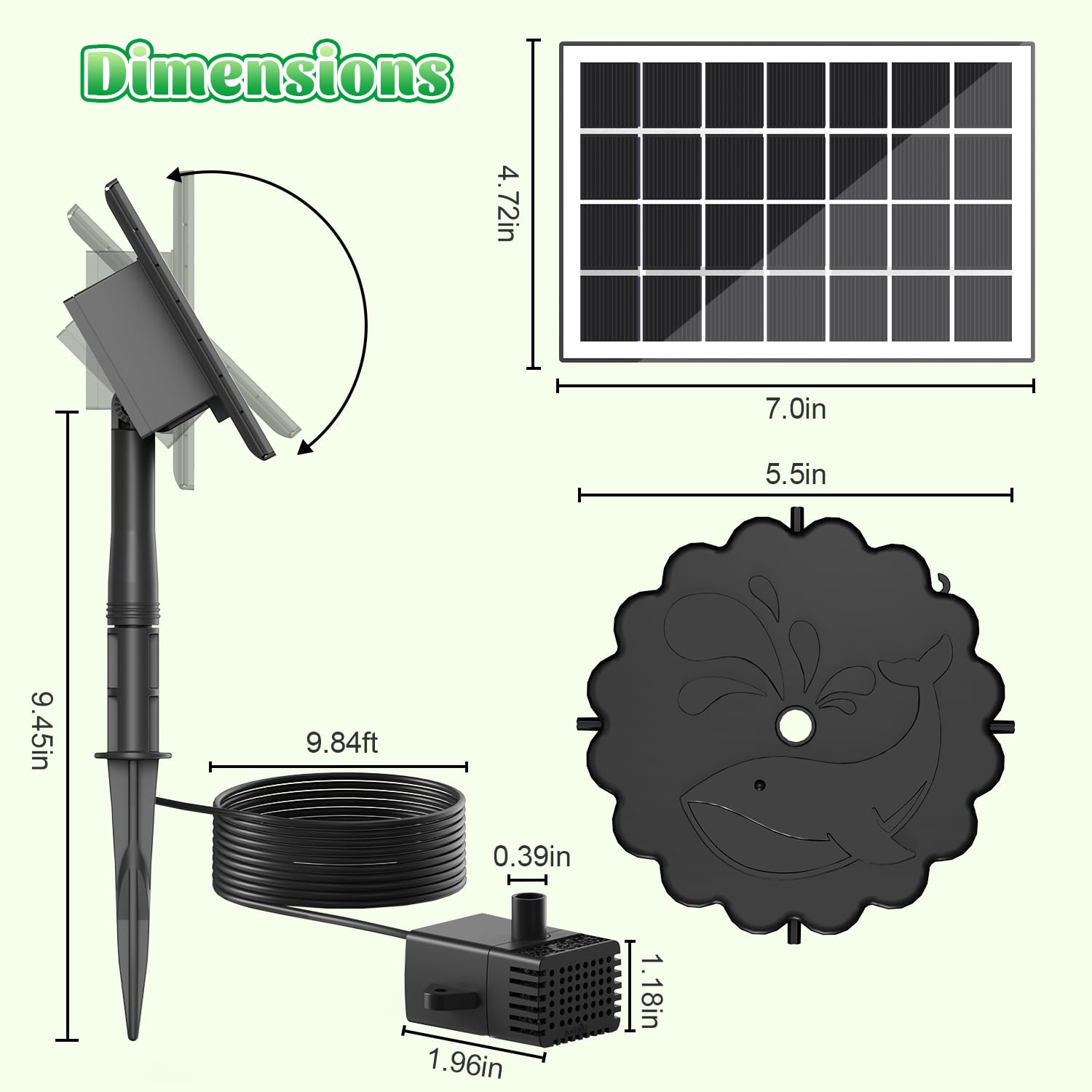 JuTai 9.84 ft cord helps place pump in shade.
