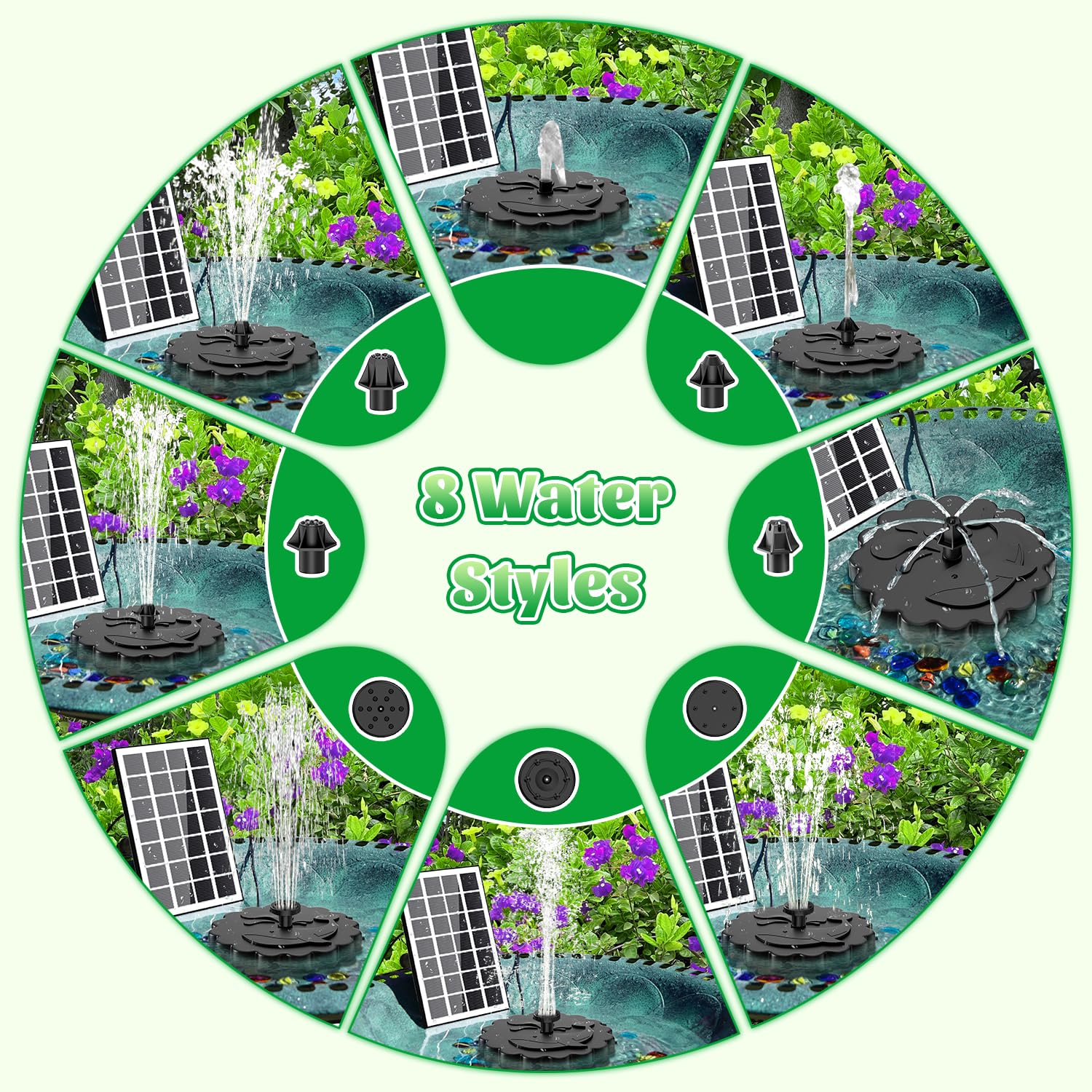 JuTai seven-nozzle system offers varied water styles for outdoors.