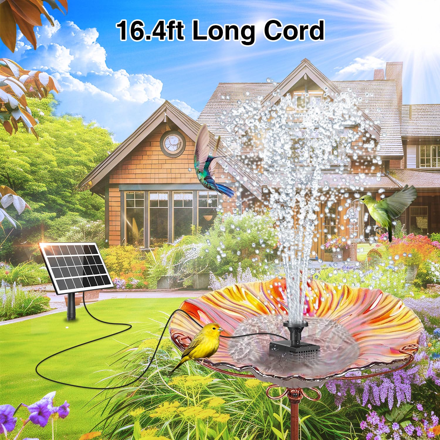 JuTai 2000mAh battery backup enables fountain use during cloudy periods