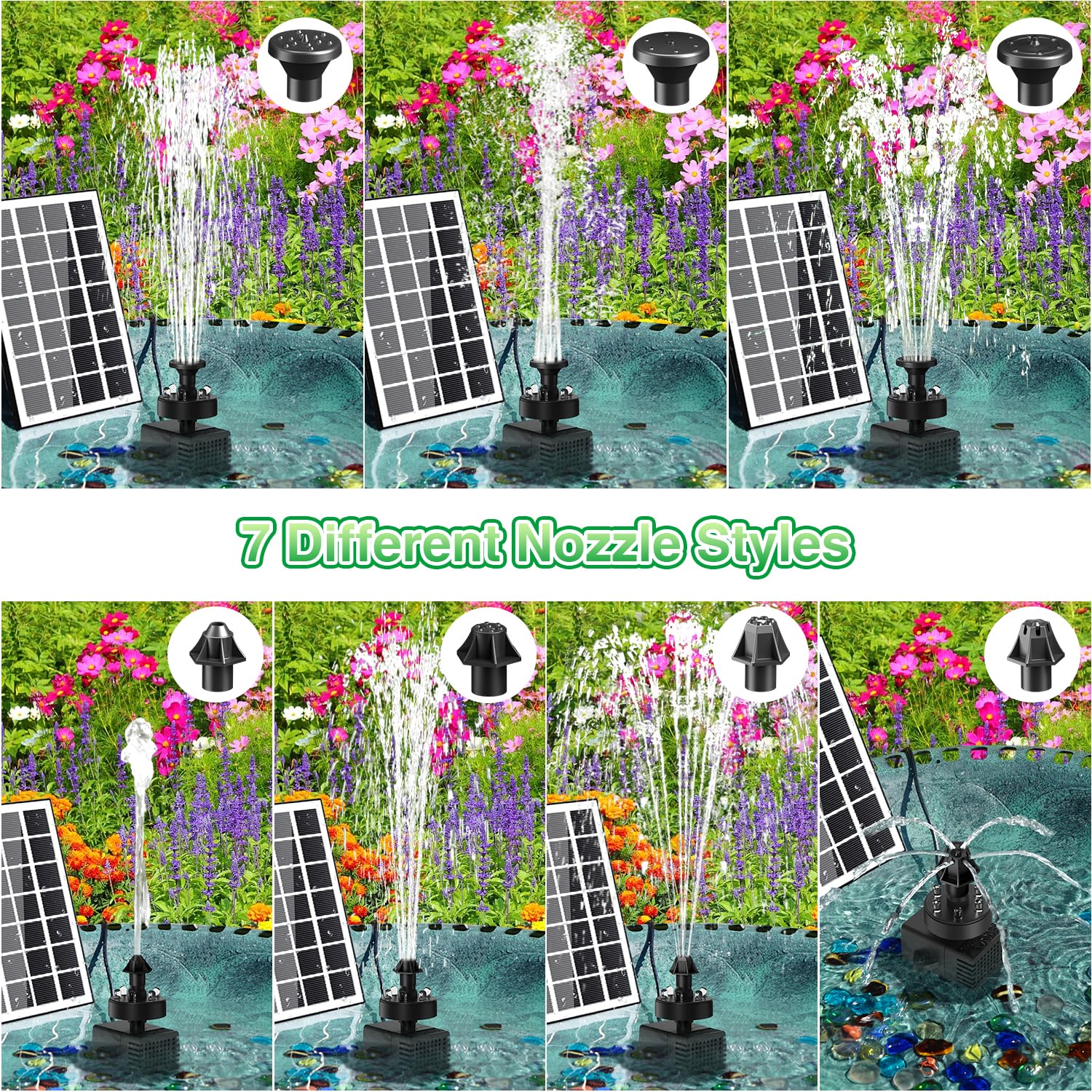 JuTai fountain pump with 2000mAh battery for nighttime glow