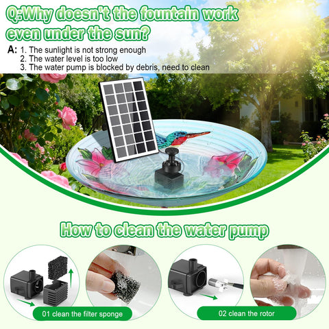 JuTai bird bath garden setup with easy stake or panel mounting