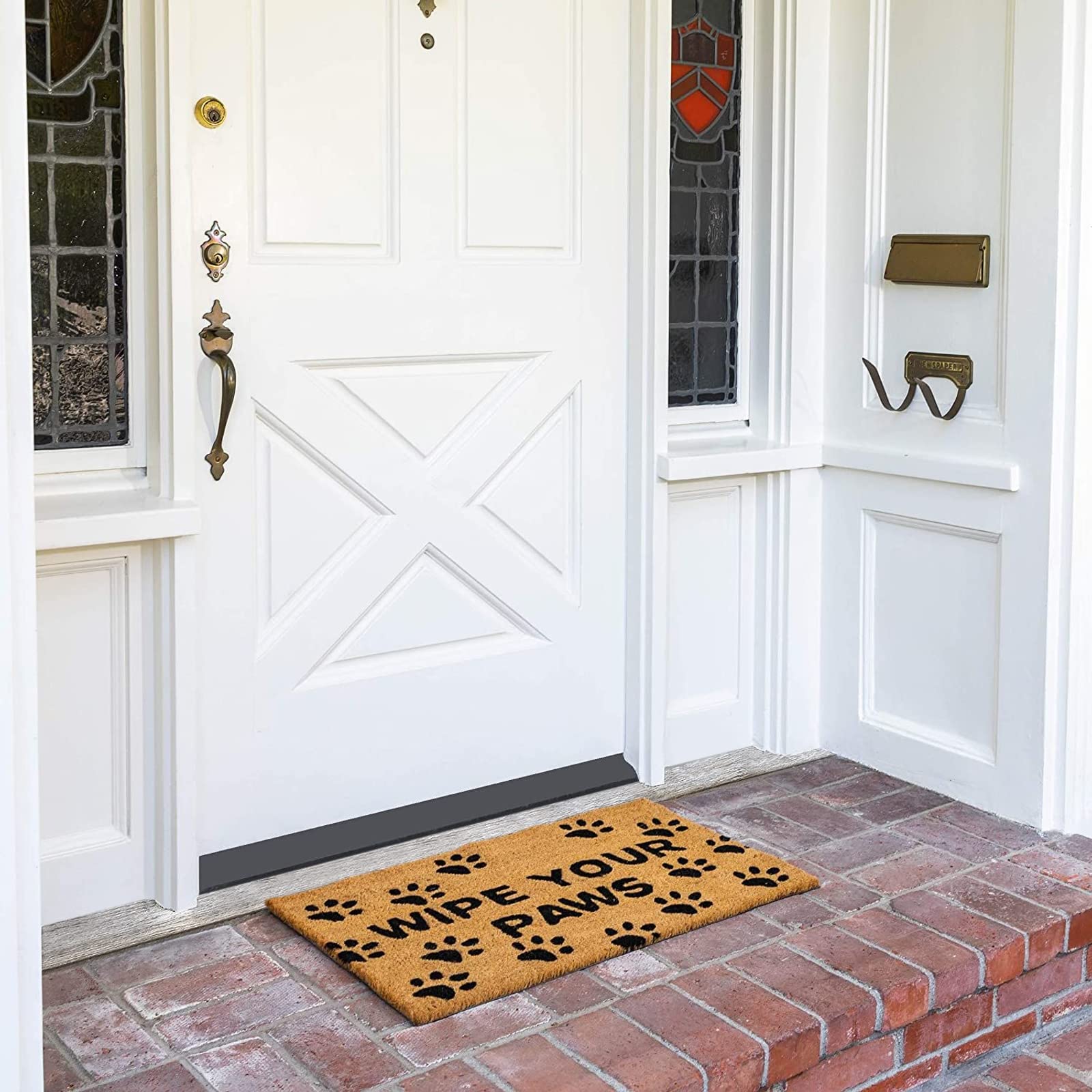 Juvale Wipe Your Paws coir doormat traps mud and moisture at entrances