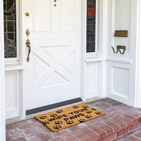 Juvale Wipe Your Paws coir doormat traps mud and moisture at entrances