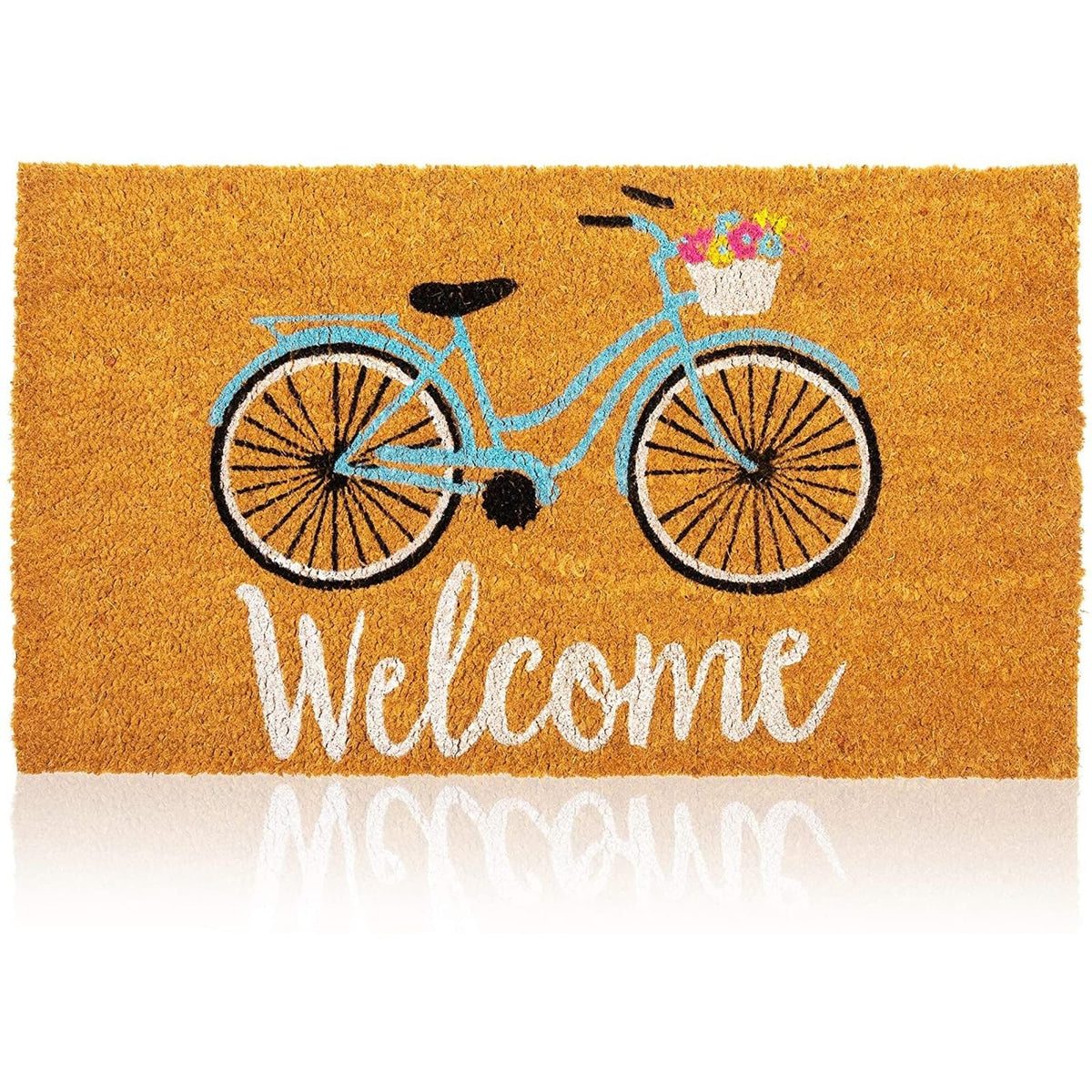 Juvale Coir Welcome Mat with bicycle design greets guests and boosts curb appeal.