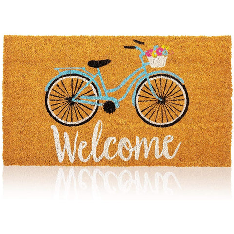 Juvale Coir Welcome Mat with bicycle design greets guests and boosts curb appeal.