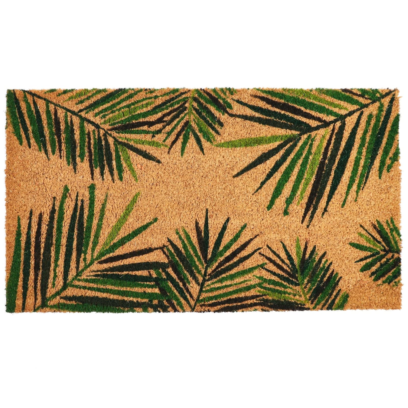 Juvale tropical palms door mat welcomes guests while trapping dirt at the entry