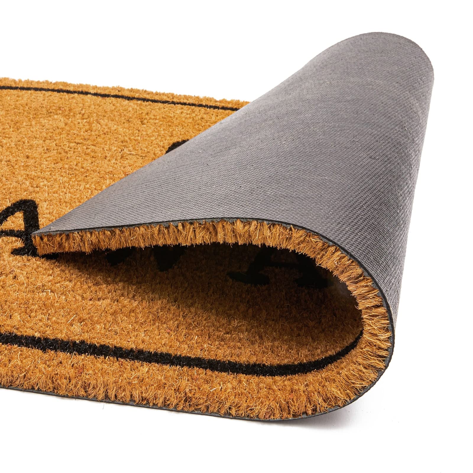 Juvale Go Away doormat outdoor use with non-slip backing keeps mat in place.