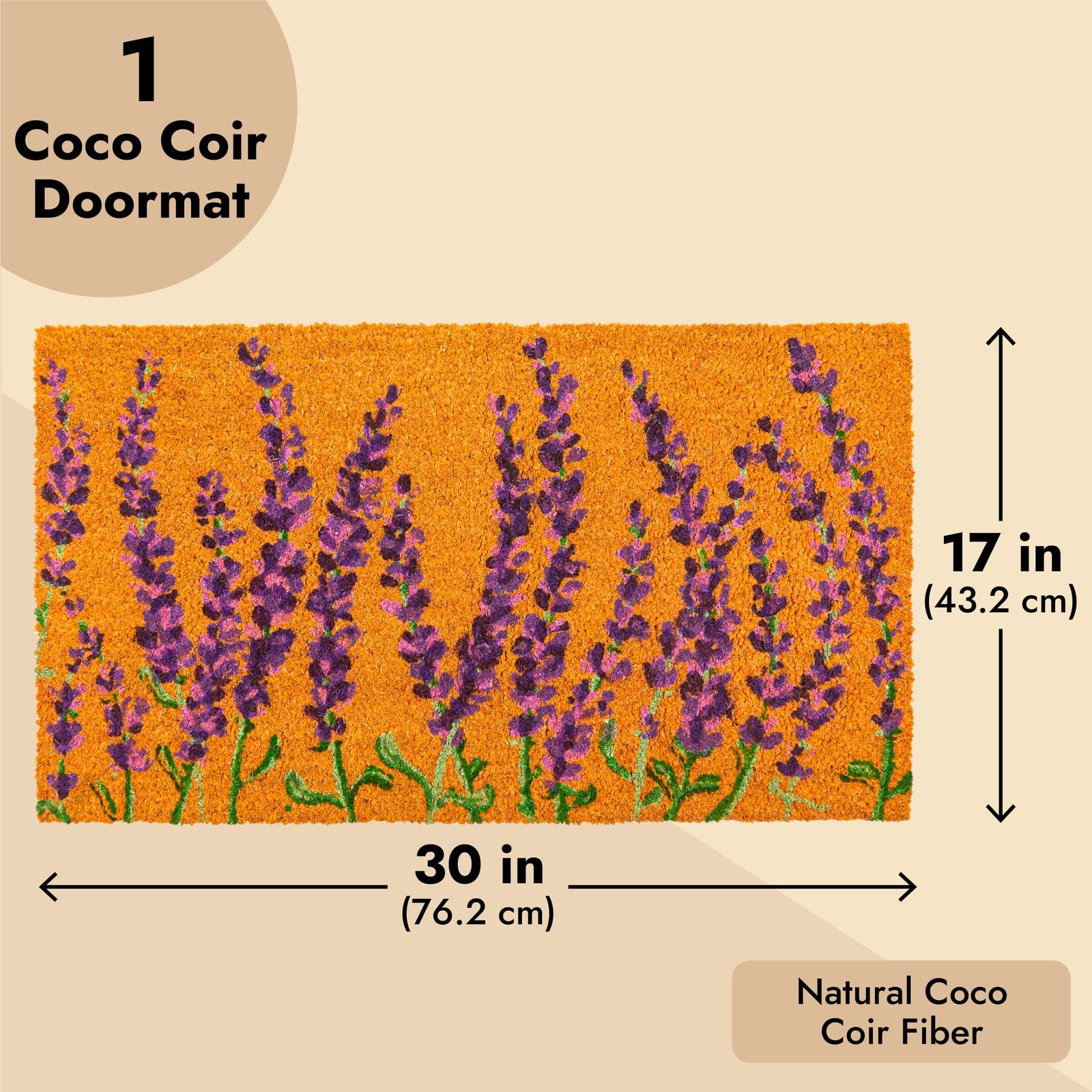 Juvale Lavender Floral Door Mat debris trap helps keep indoors cleaner after outdoor use.