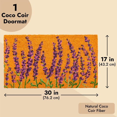 Juvale Lavender Floral Door Mat debris trap helps keep indoors cleaner after outdoor use.