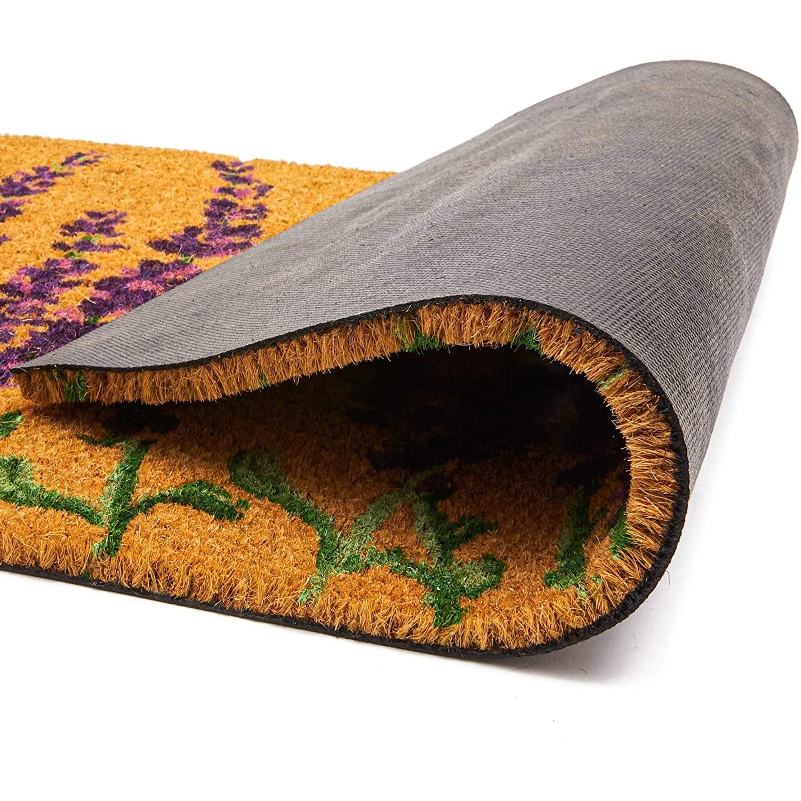 Juvale lavender floral door mat low pile ensures smooth door operation.