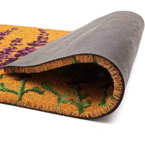 Juvale lavender floral door mat low pile ensures smooth door operation.