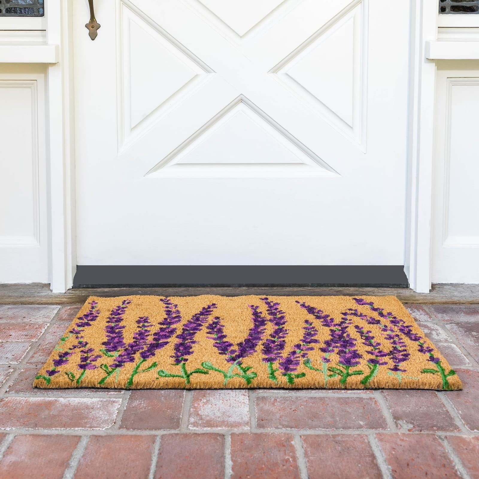 Juvale lavender floral door mat welcome design creates inviting entryways while resisting wear.