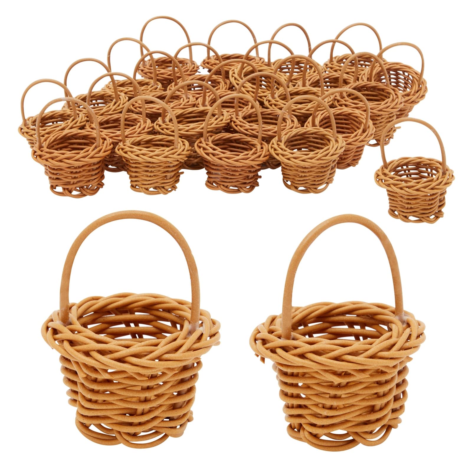 Rustic Juvale mini baskets add charm to nursery displays.