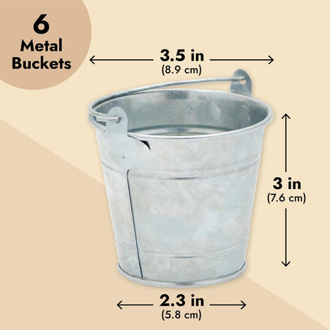Juvale mini tin buckets with candies display for events