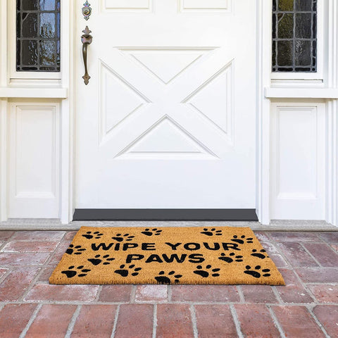 Juvale outdoor mat with PVC backing stays in place in high traffic areas