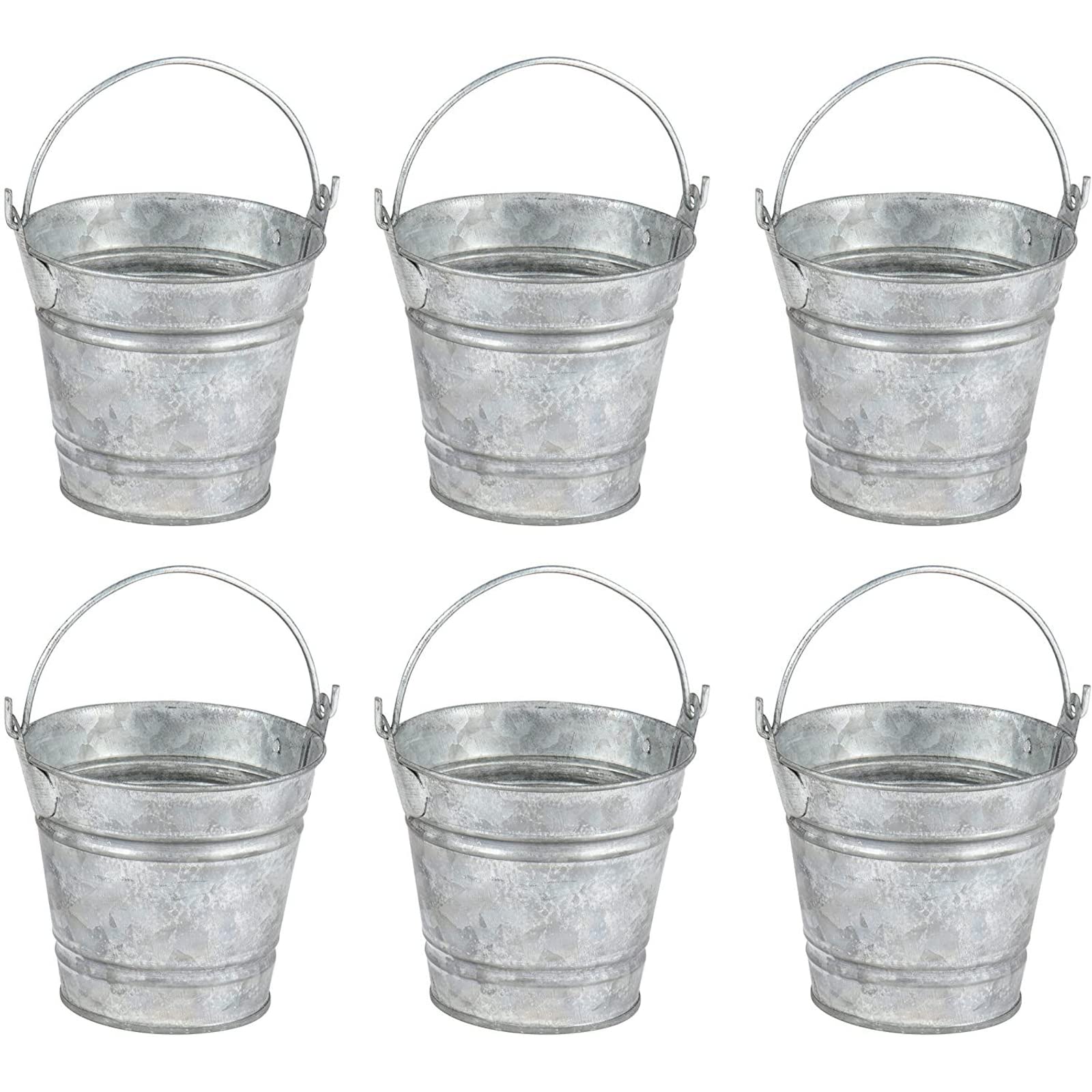 Juvale pack of six tin pails for events and decor