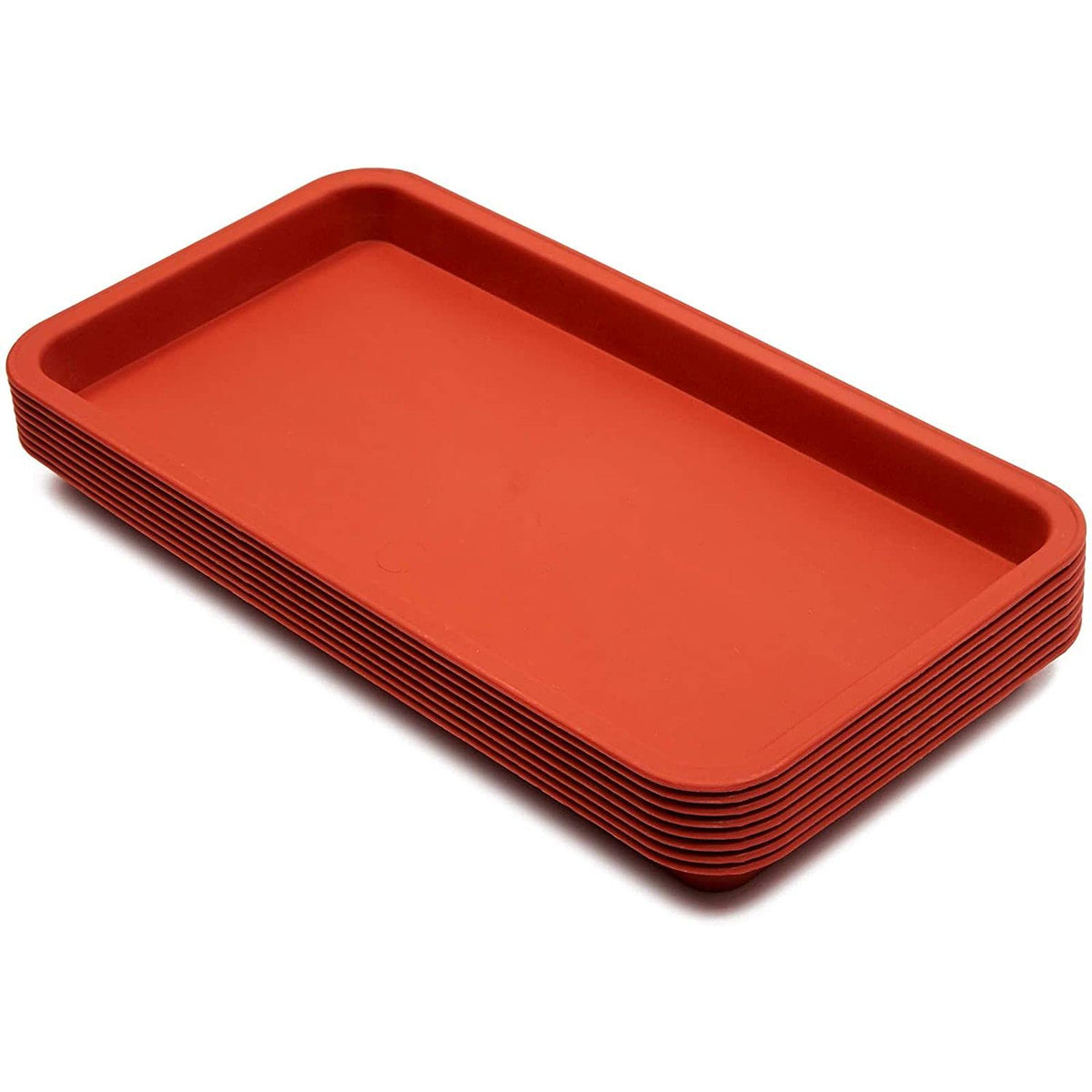 Juvale rectangular plant tray in terracotta red close-up showing finish for indoor use.