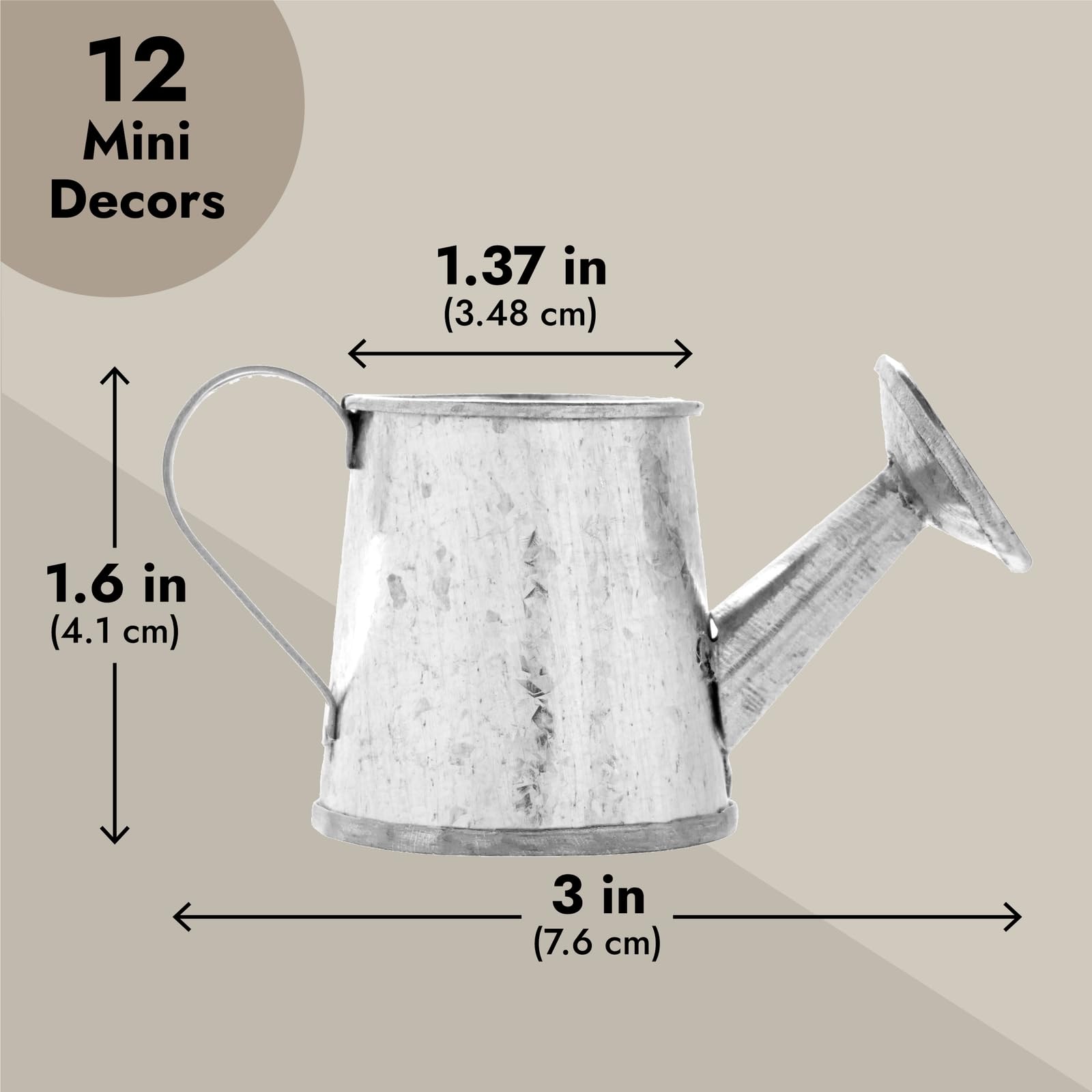 Juvale close-up of silver mini watering can highlights galvanized metal texture