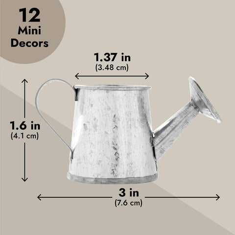 Juvale close-up of silver mini watering can highlights galvanized metal texture