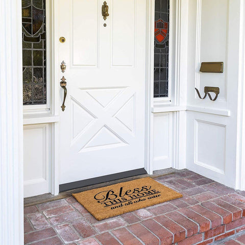 Juvale welcome message design on door mat enhances curb appeal and warm entryway.